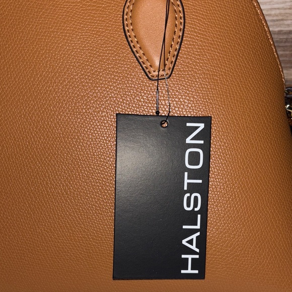 Halston NWT Quincy Tan Satchel with Gold Hardware - Picture 12 of 14